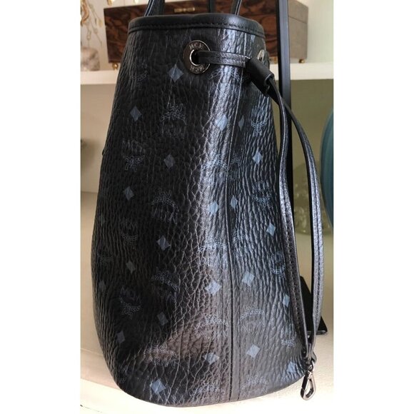 MCM Visetos Medium Liz Reversible Shopper Tote Black - Picture 6 of 11